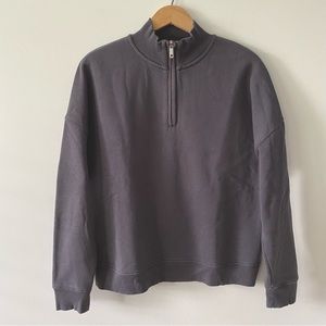 Simons Contemporaine grey 1/4 zip sweater organic cotton size medium
